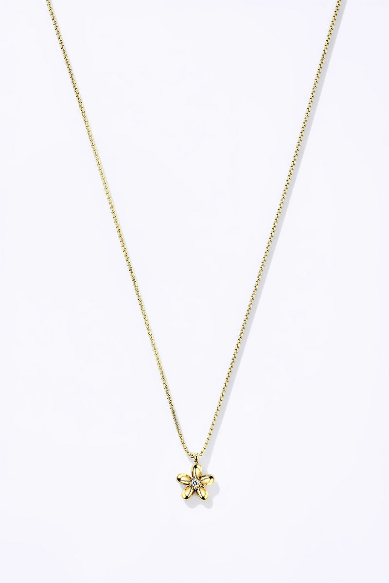 Collar Flor Dorada con Cristal