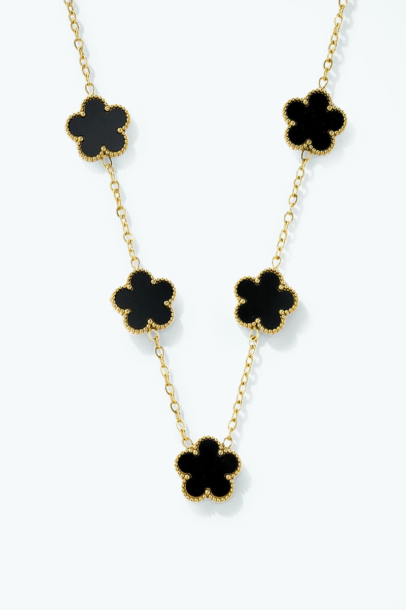 Collar Flores Negras y Doradas