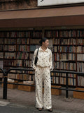 Polka-dot jacket and trousers set with stripes