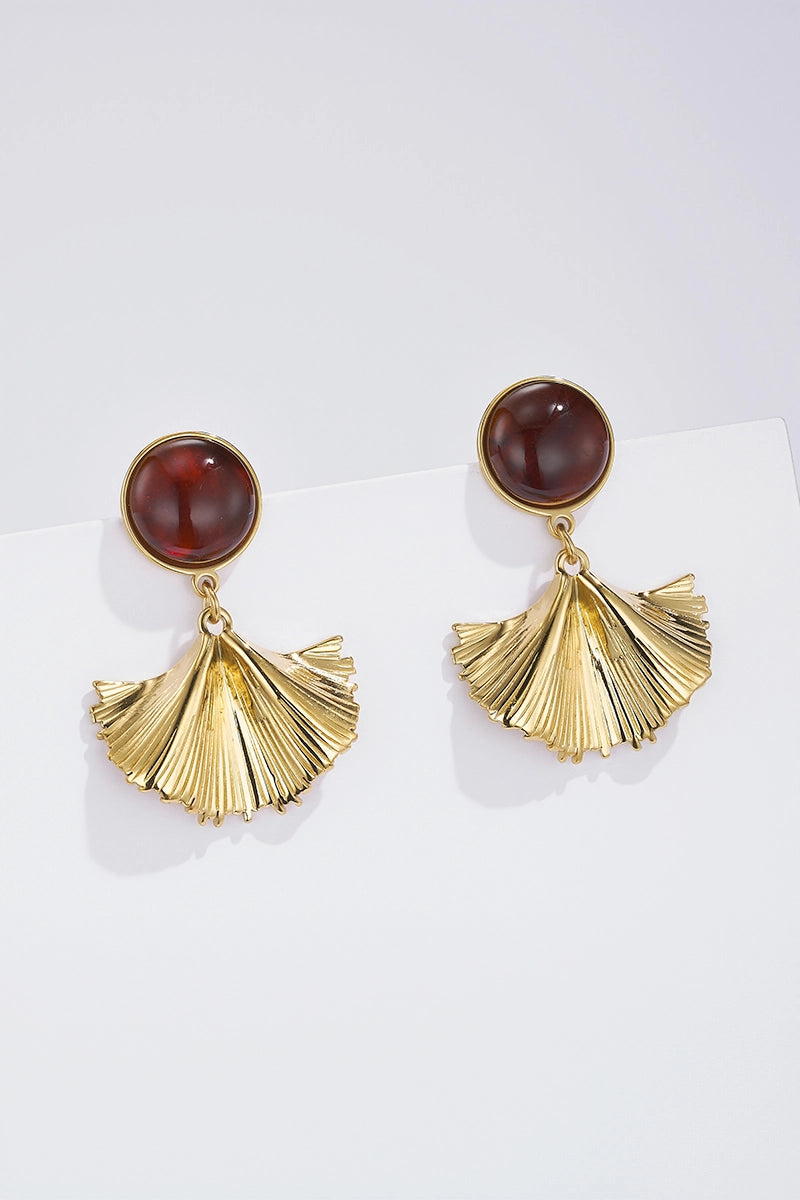 Pendientes Abanico Dorados con Ámbar