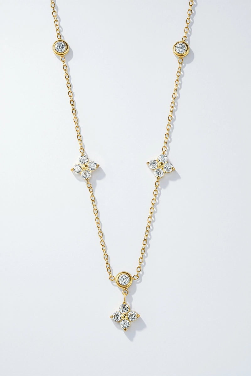 Collar de Flores y Cristales Dorado
