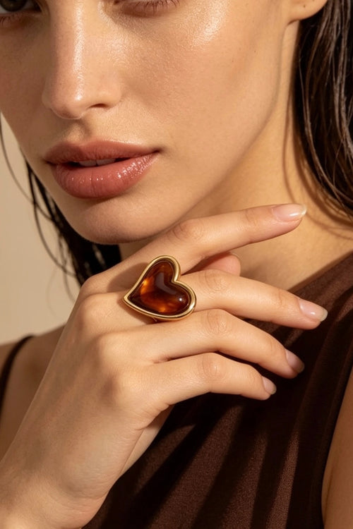 Anillo Corazón Ámbar