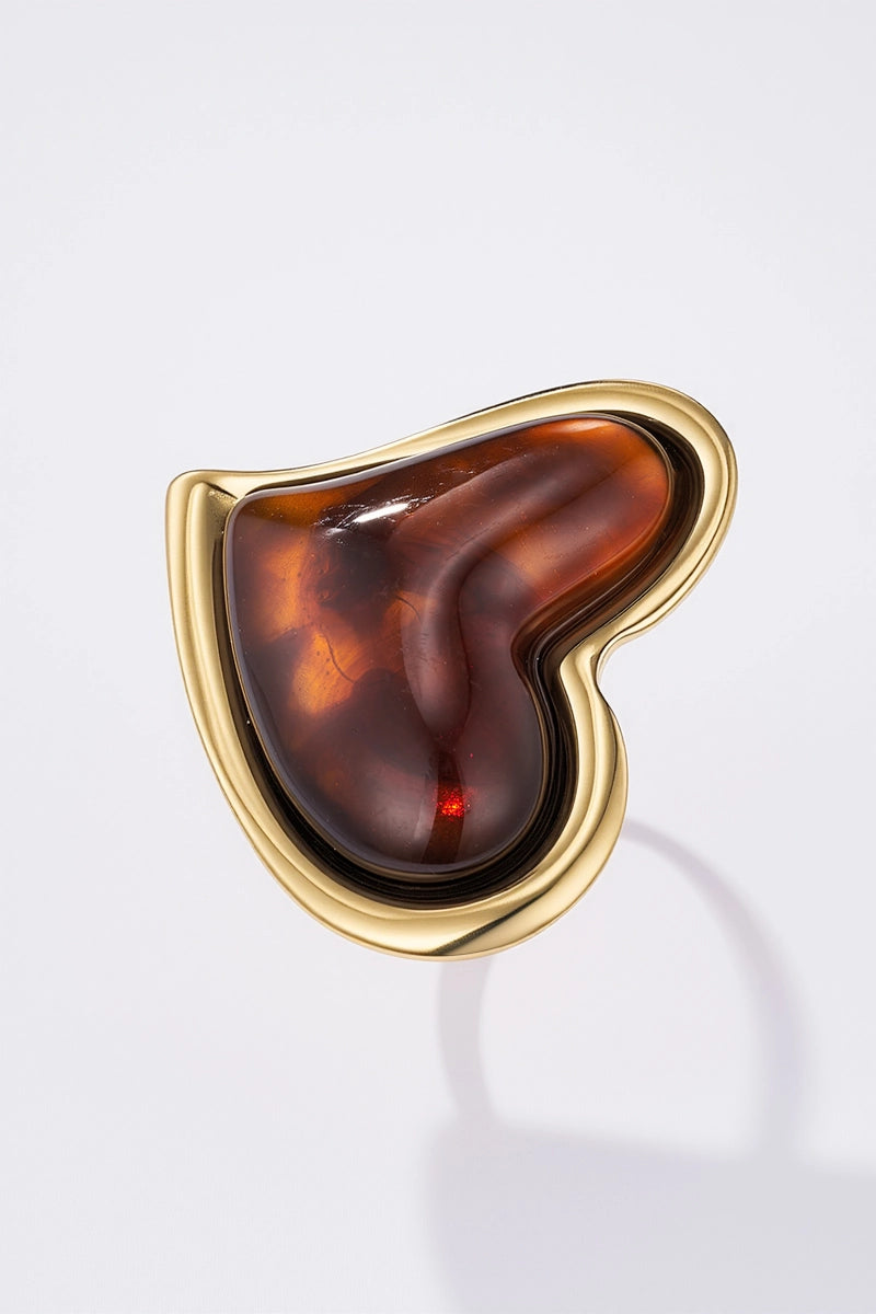 Anillo Corazón Ámbar