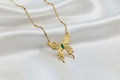 Collier ajustable papillon vert