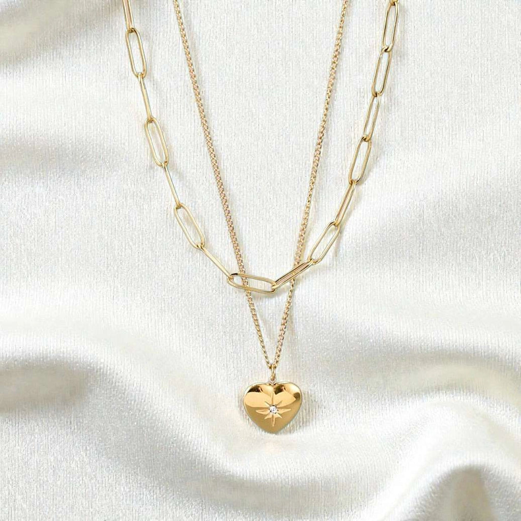 Collar de Doble Cadena con Estrellas
