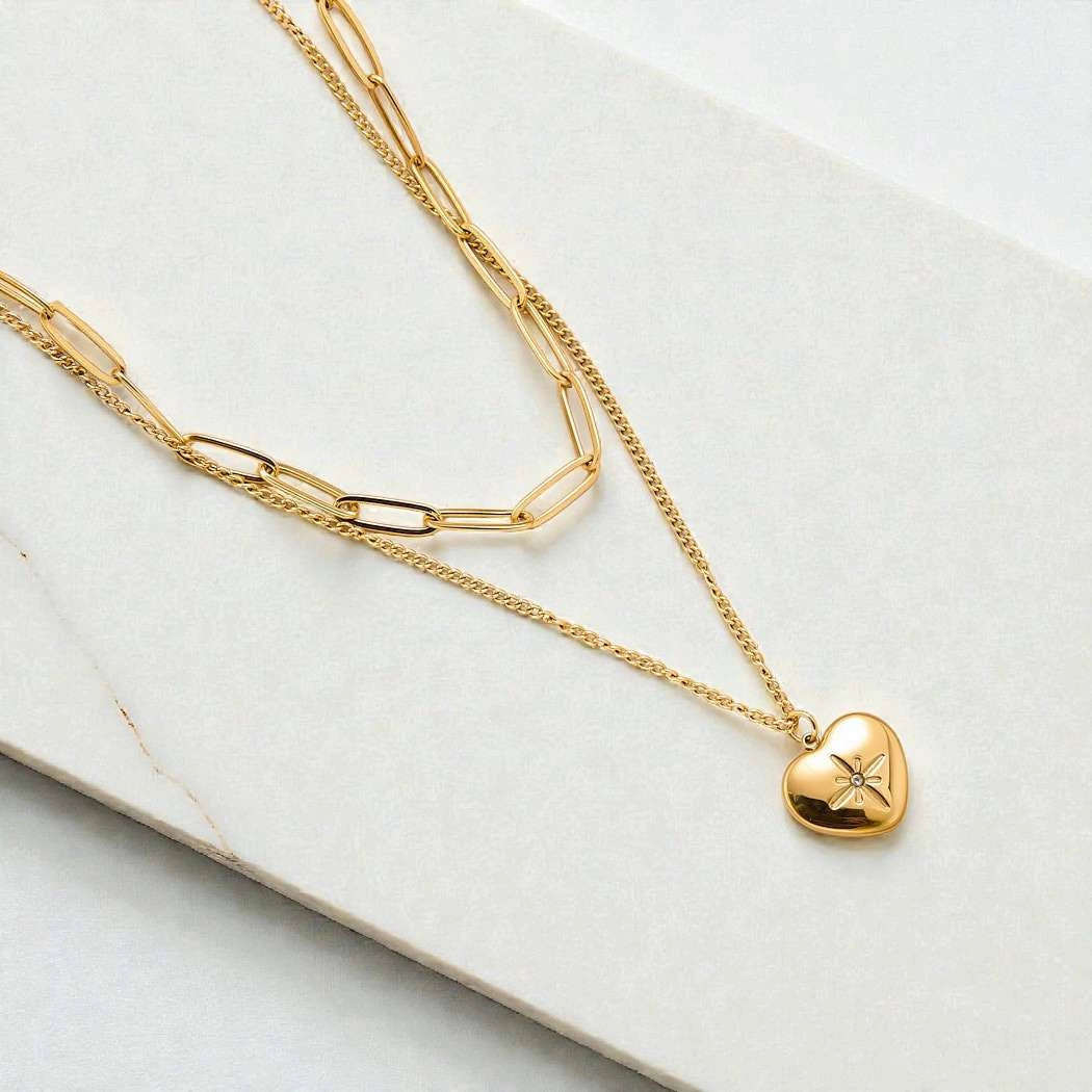 Collar de Doble Cadena con Estrellas
