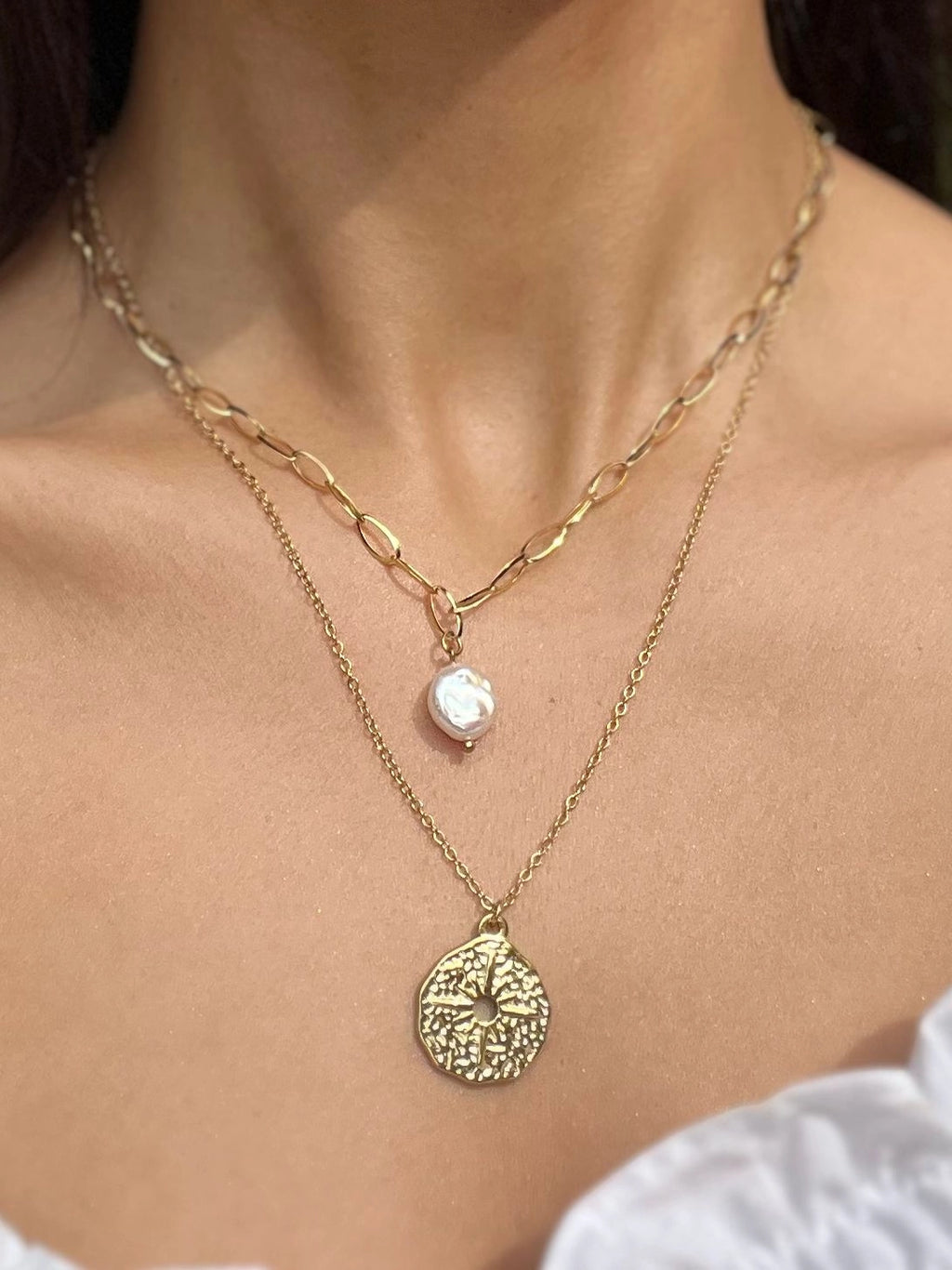 Collier double rang perles et arbre de vie