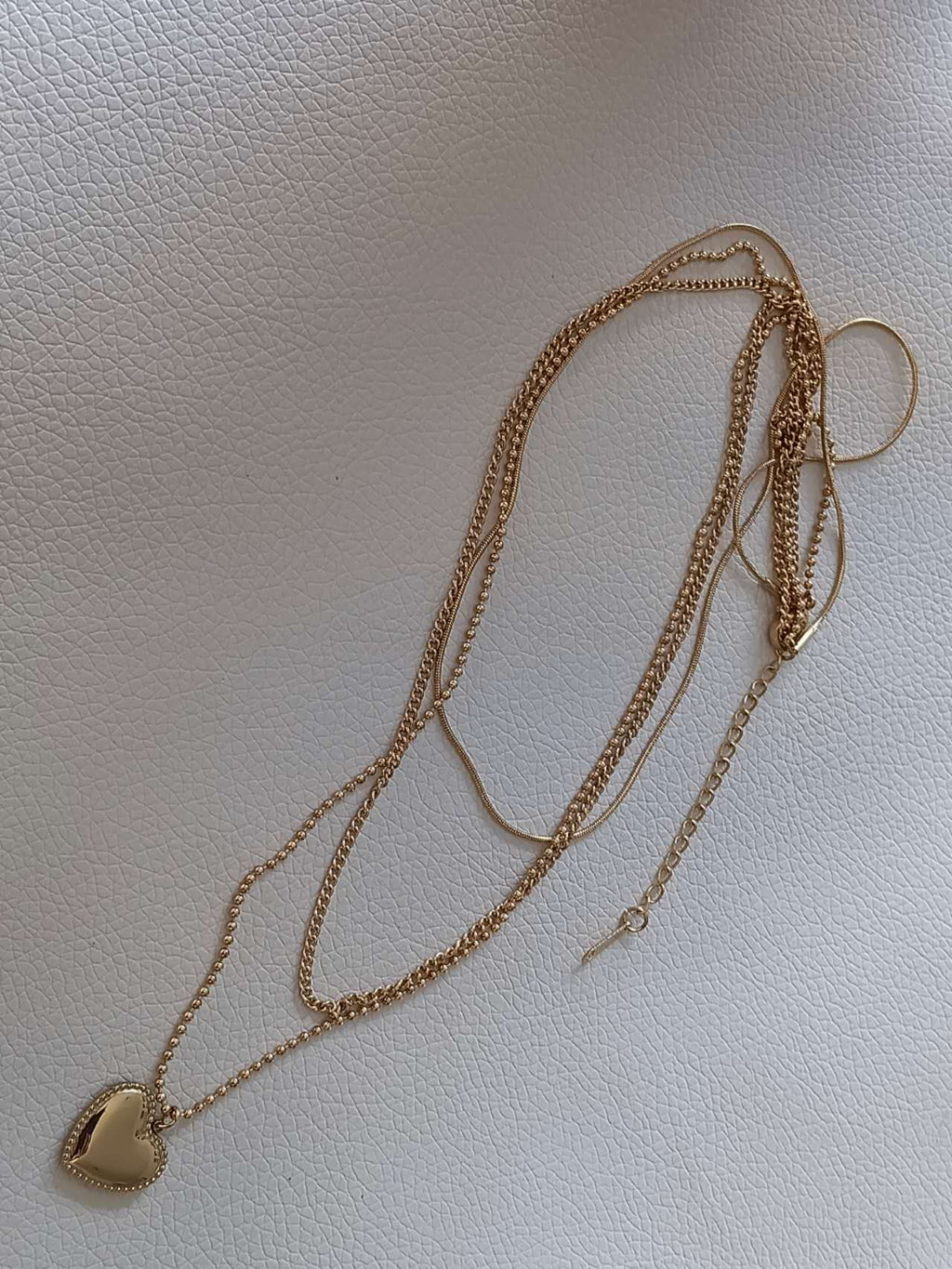 Polished Heart Necklace with Triple Chain