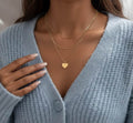 Polished Heart Necklace with Triple Chain