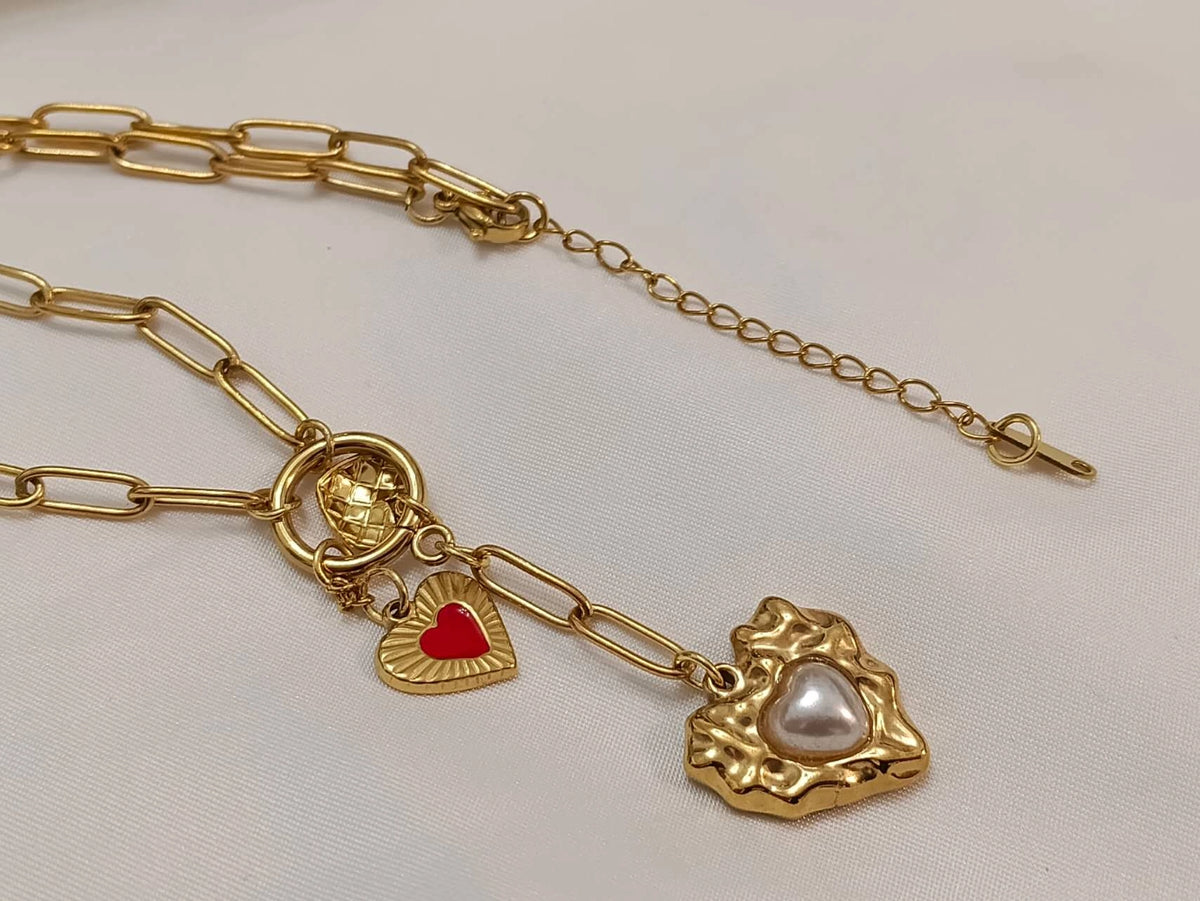Collar de Corazón con Perla